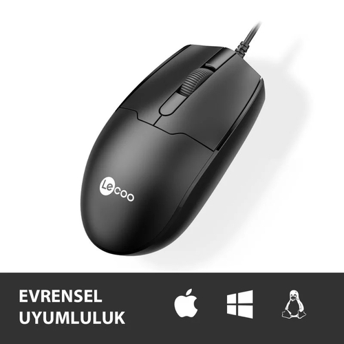 Lenovo Lecoo MS101 USB Kablolu 1200DPI 3 Tuşlu Siyah Optik Mouse - 3