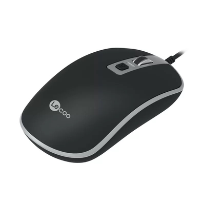 Lenovo Lecoo MS104 USB Wired 1600DPI 4 Button Black Optical Mouse - Thumbnail