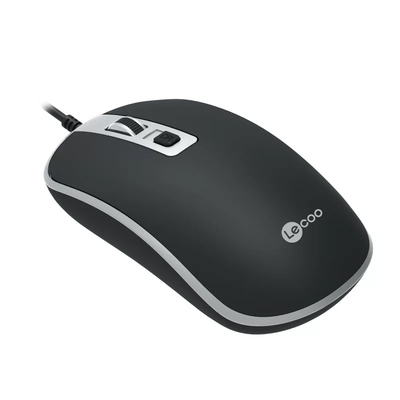 Lenovo Lecoo MS104 USB Wired 1600DPI 4 Button Black Optical Mouse - Thumbnail