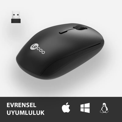 Lenovo Lecoo WS203 Kablosuz 2400DPI 4 Tuşlu Siyah Optik Mouse - 2