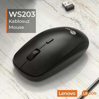 Lenovo Lecoo WS203 Kablosuz 2400DPI 4 Tuşlu Siyah Optik Mouse - 6