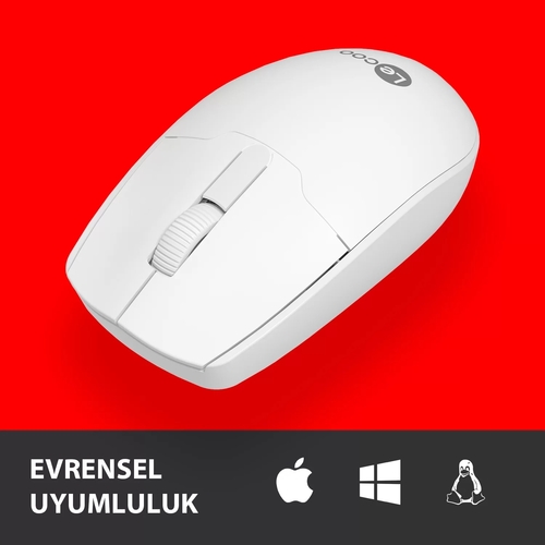 Lenovo Lecoo WS204 Kablosuz 1200DPI 3 Tuşlu Beyaz Optik Mouse - 7