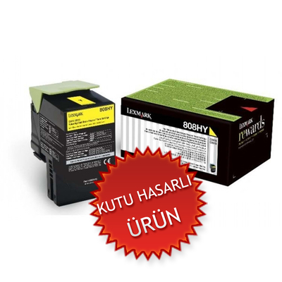 LEXMARK - Lexmark 80C8HY0 (808HY) Sarı Orjinal Toner Yüksek Kapasite - CX410 / CX510 (C)