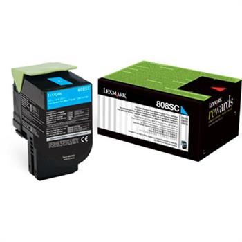 Lexmark 80C8SC0 808SC Cyan Original Toner - CX310 / CX410 - 1