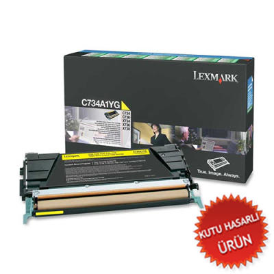 Lexmark C734A1YG Yellow Original Toner - C734 / C736 (Damaged Box) 