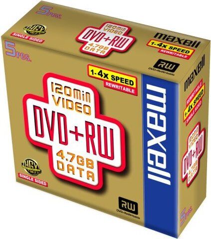 Maxell DVD-RW 4.7GB 1-4X 5-Pack Rewritable Disc - 1