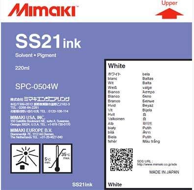 Mimaki SPC-0504W SS21 Beyaz Orjinal Solvent Mürekkep Kartuşu 220 Ml (T10436) - 1