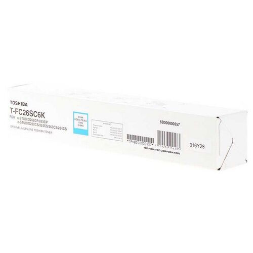 Toshiba T-FC26SC6K Cyan Original Toner - E-Studio 262CP / 222CS / 263CS - 1