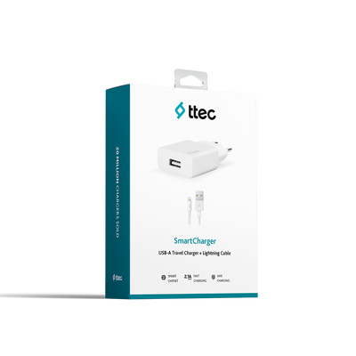 ttec SmartCharger 2.1A Travel Charger + Lightning Cable (2SCS20LB) - 5