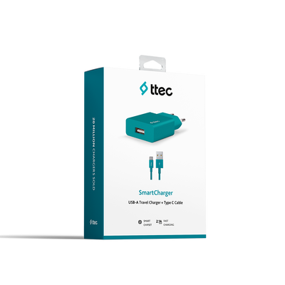 ttec SmartCharger 2.1A Travel Charger + Type-C Cable (2SCS20CTZ) - 5