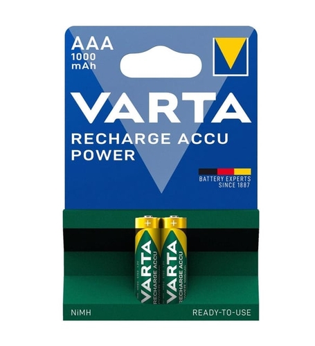 Varta 5703 2 Pack Rechargeable Slim Pen Battery AAA 1000 mAh